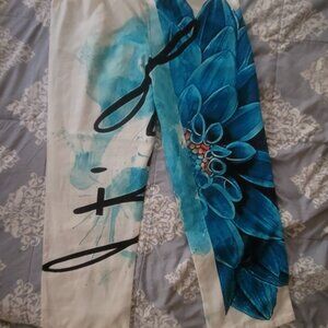 Blue and white floral beach pants